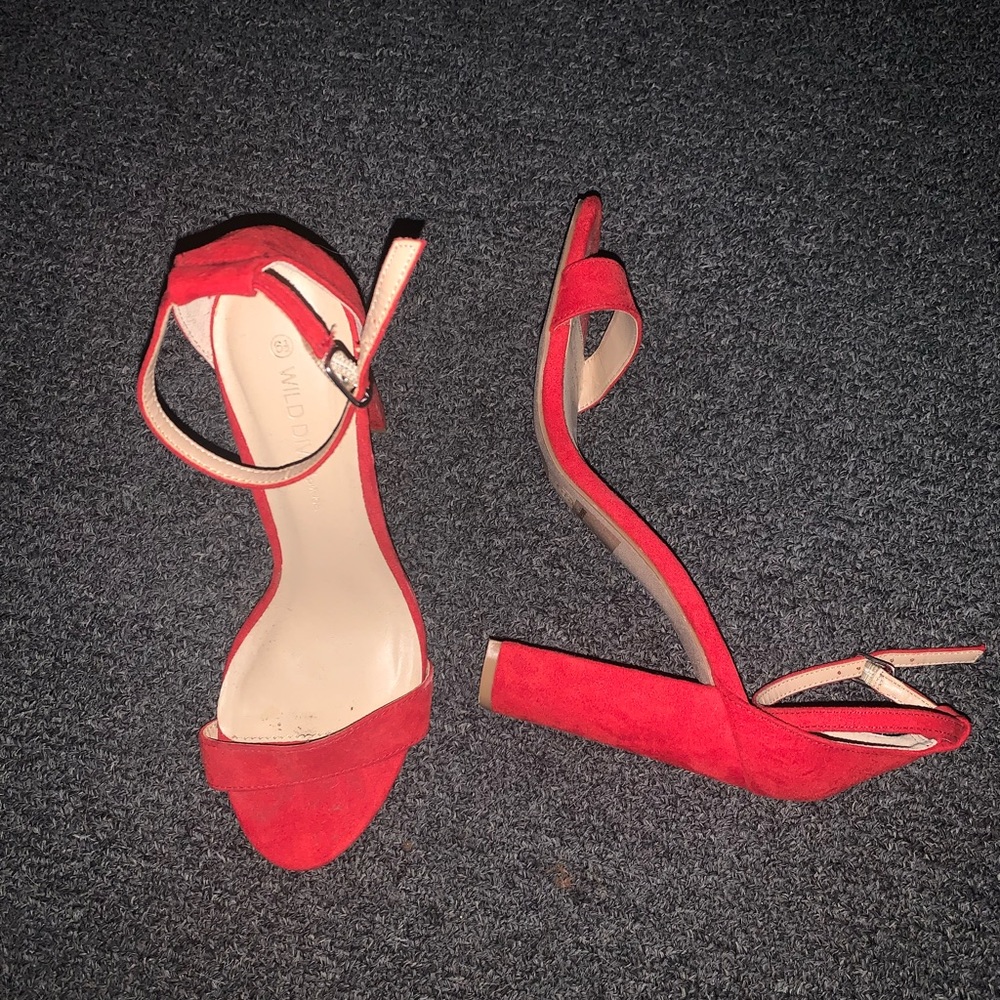 ⭐️Red Open Toe Ankle Strap High Heels 6.5